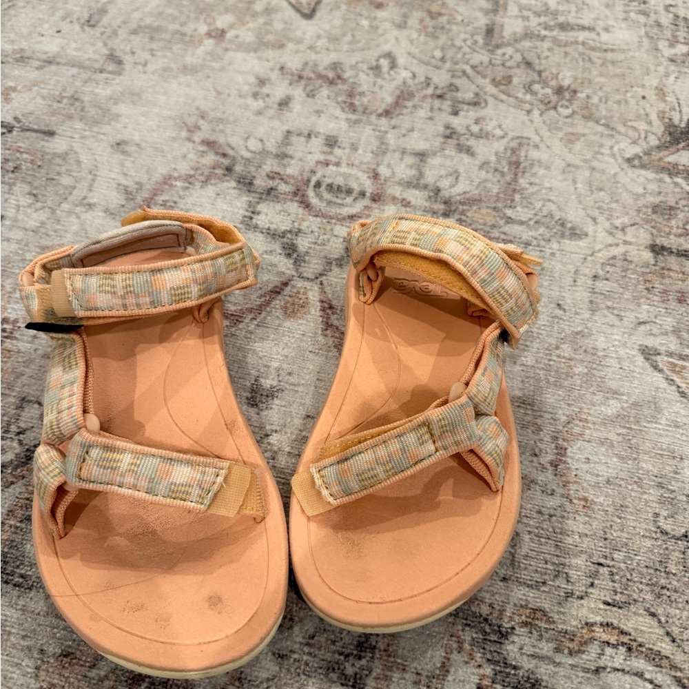 Teva Kids' Sandals in Peach and Plaid